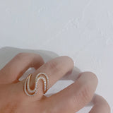 New Arrival Filled 14K Rose Gold Geometric Wave AAA Zircon Diamonds Rings for Women - Wedding Fashion Jewellery