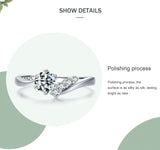 Six Claw Asymmetry Sterling Silver Fashion Clear AAAA Lab Created Diamond Ring