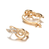 14K Gold Filled AAA Zircon Diamonds Spiral Conch Dangle Earrings