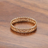 Adorable Hollow 14K Gold Filled AAA Zircon Diamonds Double Row Micro-wax Inlay Ring