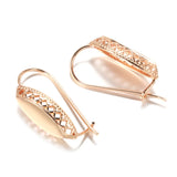 14K Gold Filled Vintage Glossy Hollow Carved Long Drop Unique Fashion Earrings