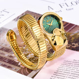 Amazing Luxury Brand Red Dial Snake Shape Zirconia Diamond Ladies Gold Iced Out Analog Quartz Movt Unique Watch