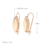 14K Gold Filled Vintage Glossy Hollow Carved Long Drop Unique Fashion Earrings