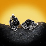 Black Hollow Pearl Fashion Enamel Handmade Epoxy Enamel 925 Silver Earrings