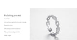 Delicate Geometric Link-Chain AAAA Lab Created Diamond Silver Charm Ring