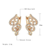 Ethnic Flower Micro Wax Inlay 14K Filled Rose Gold AAA Zircon Diamonds Drop Earrings - Vintage Style Jewellery