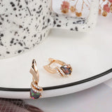 14K Rolled Gold Inlay Gradient AAA Zircon Diamonds New Trendy Geometric Clip Earrings