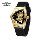 New Arrival Luxury Charming Triangle Skeleton Automatic Watches for Men - Gold Sports Luminous Mechanical Watches