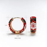 New Fashion Enamel Flower Huggie Hoop Vintage Boho Circle Handmade Earrings