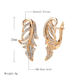 14K Gold Filled Vintage AAA Zircon Diamonds Leaf Texture Piercing Hoops Elegant Earrings