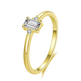 Authentic Silver Classic Charm Emerald Cut AAAA Simulated Diamonds Ring - Hypoallergenic Wedding Jewellery - The Jewellery Supermarket