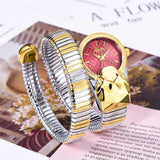 Luxury Crystal Hip Hop Unique Design Silver Gold Steel Bangle Fashion Casual Ladies Quartz Watches