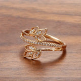 Charming 14K Gold Filled Fashion AAA Zircon Diamonds Crystal Luxury Flower Rings