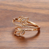 Charming 14K Gold Filled Fashion AAA Zircon Diamonds Crystal Luxury Flower Rings