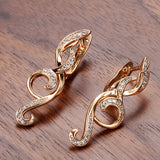 14K Gold Filled New Long AAA Zircon Diamonds Clip  Flower Slim Drop Elegant Earrings