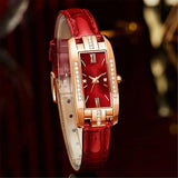 New Arrival Luxury Rectangular Compact Dial with CZ Diamonds - High Quality Thin Belt Quartz Ladies Watches - The Jewellery Supermarket