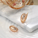 Excellent Glossy Retro Flower Ethnic Style Rolled 14K Rose Gold of Earrings - High Quality Daily Fine Jewellery