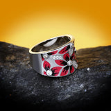 Fashionable Exquisite Red, White Handmade Enamel AAA Zircon Diamonds Rings