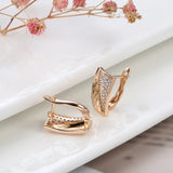 14 Karat Gold Filled Smooth Square Pattered AAA Zircon Stud Ethnic Earrings For Women