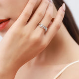 Exquisite Sterling Silver Little Daisy Flowers AAAA Lab Created Diamond Ring