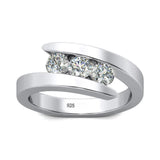 Superb 3 Stone Moissanite Diamonds Rings For Woman With Certificate Luxury 925 Silver Engagement Wedding Jewellery