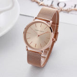Elegant New Style Japan Quartz Movement Top Brand Stainless Steel Mesh Band Gold Colour Ladie's Waterproof Watches