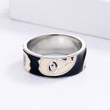 Creative Irregular Half Face Exaggerated Black,White Handmade Enamel Ring