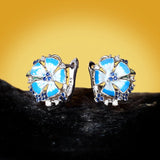 925 Silver Plated Blue Flower Handmade Enamel Silver Stud Earrings