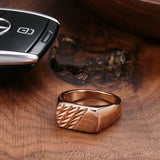 Modern Fashion 14 Karat Rolled Gold Glossy Square Cutting Men's Signet Ring