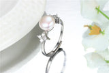 High Quality White,Pink,Purple,Black,Gold Pearls AAA Zircon Diamonds Silver Rings