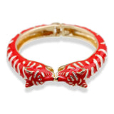 Unique Design Trendy Double Leopard Head Enamel Cuff Bracelet Statement Bangle for Women - Gold Plated Bracelet - The Jewellery Supermarket