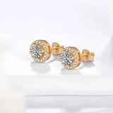 Magnificent 1 Carat 18KGP D Colour Moissatine Diamonds Stud Earrings For Women - 925 Sterling Silver Fine Jewellery