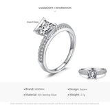 Luxury Square Clear AAAA Simulated Diamonds Ring - Sterling Silver Fashion Sparkling Ring - Fine Jewellery - The Jewellery Supermarket