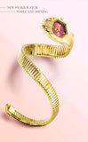 Unique Snake Shape Luxury  Bling Gold Quartz  Wrist Watch For Women - Ladies MISSFOX Women's Watch