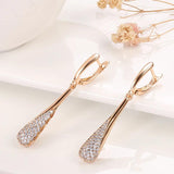 Shining Drop Type 14K Rolled Rose Gold AAA Zircon Diamonds Tassel Dangle Earrings For Women - Fashion Jewellery