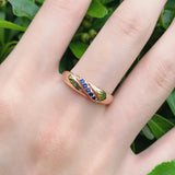 Luxury Stylish Simplicity Vintage Style Rolled 14K Rose Gold Blue AAA Zircon Crystals Ring -Fine Jewellery