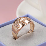 Superb Rolled 14K Rose Gold AAA Double Zircon Diamonds Hollow Geometric Smooth Ring - Vintage Luxury Jewellery