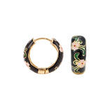New Fashion Enamel Flower Huggie Hoop Vintage Boho Circle Handmade Earrings