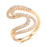 New Arrival Filled 14K Rose Gold Geometric Wave AAA Zircon Diamonds Rings for Women - Wedding Fashion Jewellery