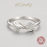 Cute Bowknot 925 Sterling Silver AAAA Lab Created Diamond Romantic Fine Ring