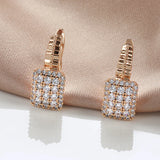 14K Gold Filled New Trend Geometric Arrangement AAA Zircon Diamonds  Gold Edge Earrings