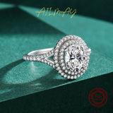 Classic Luxury Oval Dazzling 1.5 Karat AAAA Lab Created Diamond 925 Silver Ring