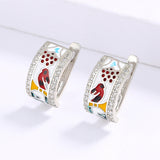 Creative Bird Shape AAA Zircon Diamonds Handmade Enamel Magpie Earrings