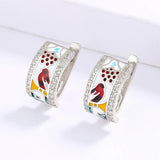 Creative Bird Shape AAA Zircon Diamonds Handmade Enamel Magpie Earrings