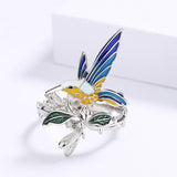 New Hummingbird Design AAA Zircon Epoxy Creative Bird Handmade Enamel Ring