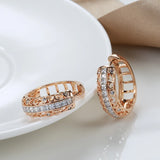 14K Gold Filled Gold AAA Zircon Diamonds Hollow Piercing Big Hoops Exquisite Earrings