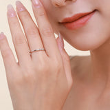 Delicate, Curved Silhouette AAAA Lab Created Diamond Charm Silver Stackable Ring