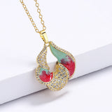 Colourful Handmade Enamel Epoxy White AAA Zircon Diamonds Pendant Necklace