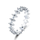 Sterling Silver Rhombus Clear AAAA Simulated Diamonds Stackable Rings - Statement Fine Jewellery - The Jewellery Supermarket