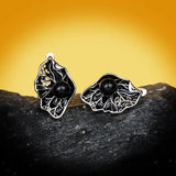 Black Hollow Pearl Fashion Enamel Handmade Epoxy Enamel 925 Silver Earrings